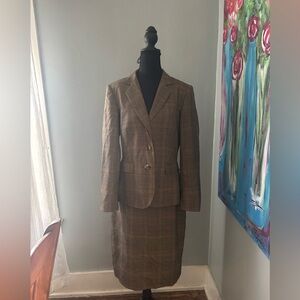 VTG Emily plaid blazer skirt suit set wool blend 90s Y2K preppy business size 10